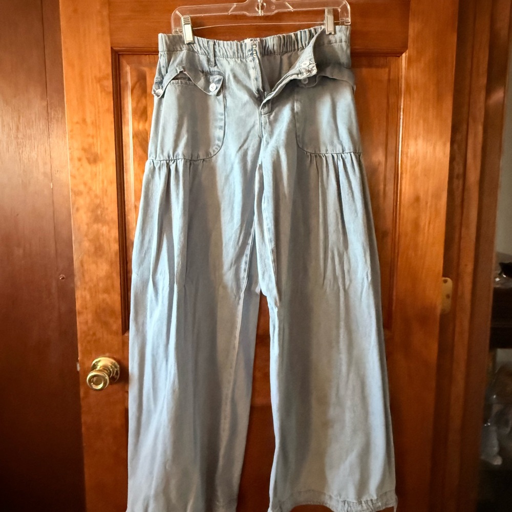 Light Blue Wide-Leg Pants